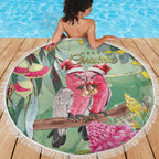 Australia Galah Birds Couple Christmas Beach Blanket Mint Glaze