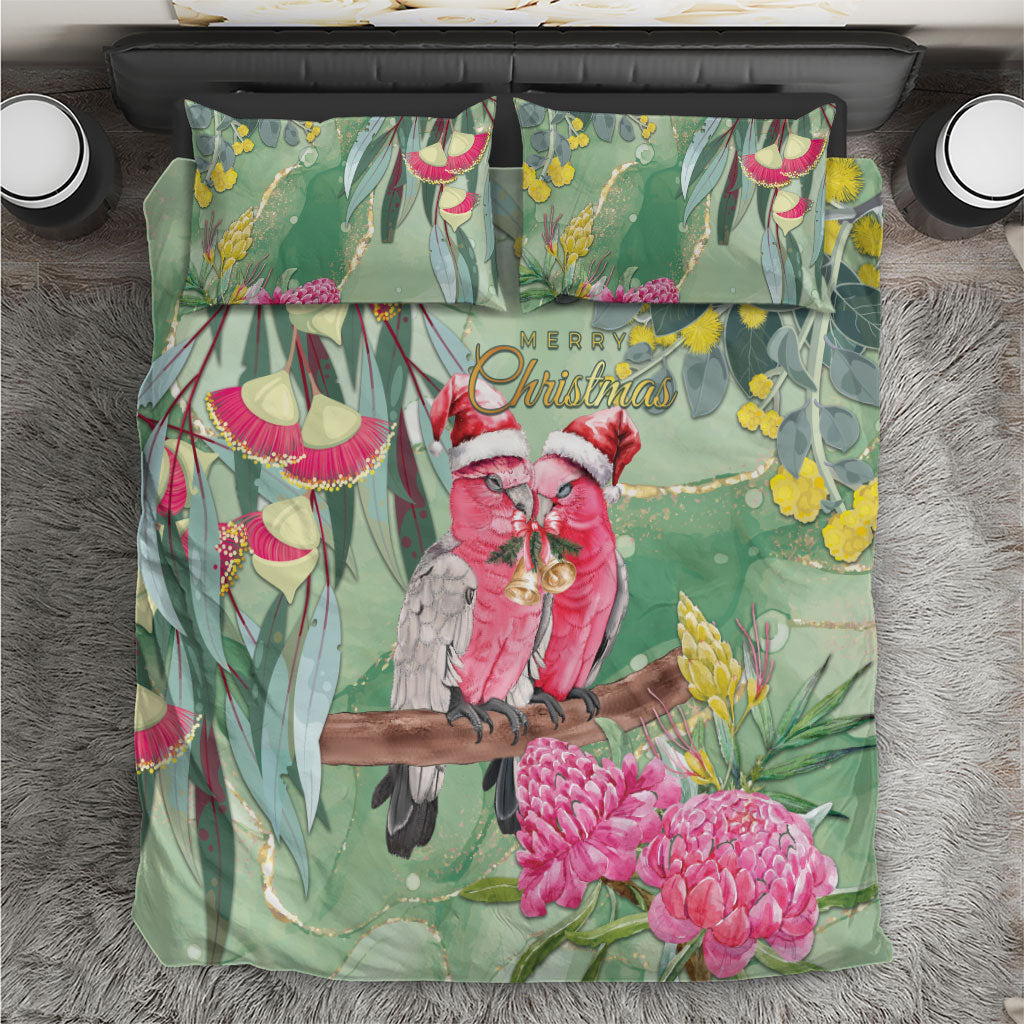 Australia Galah Birds Couple Christmas Bedding Set Mint Glaze