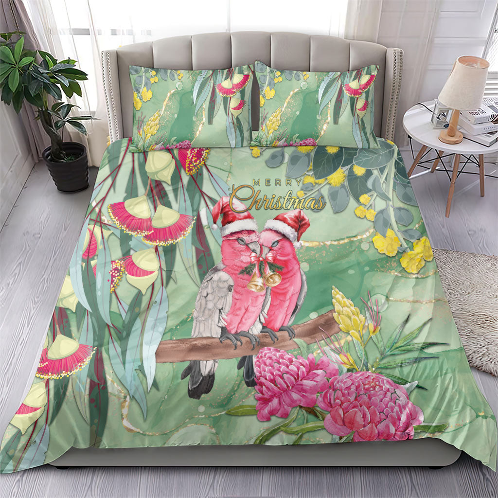 Australia Galah Birds Couple Christmas Bedding Set Mint Glaze