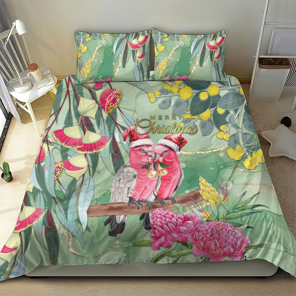 Australia Galah Birds Couple Christmas Bedding Set Mint Glaze