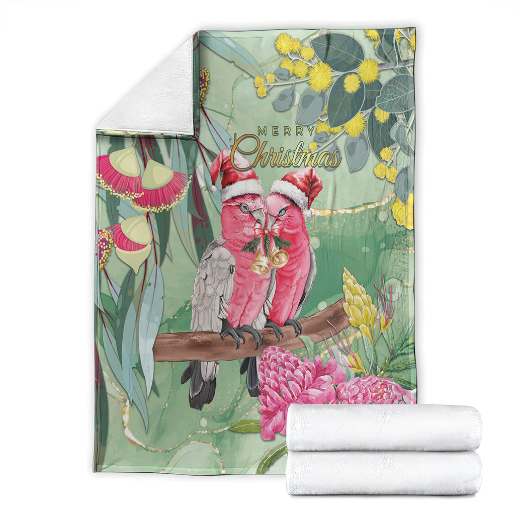 Australia Galah Birds Couple Christmas Blanket Mint Glaze