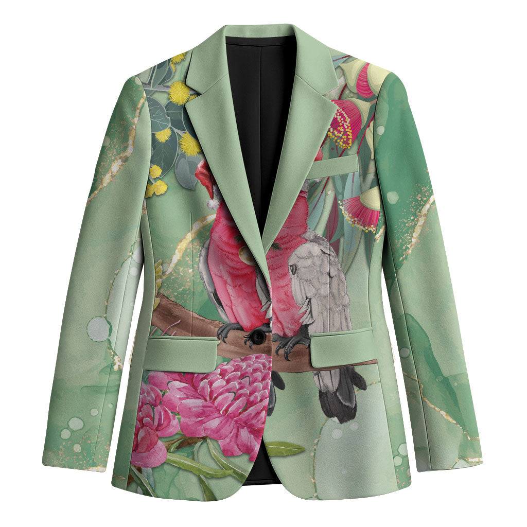 Australia Galah Birds Couple Christmas Blazer Mint Glaze