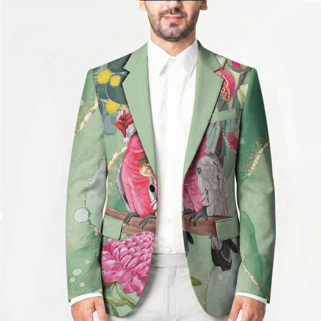 Australia Galah Birds Couple Christmas Blazer Mint Glaze