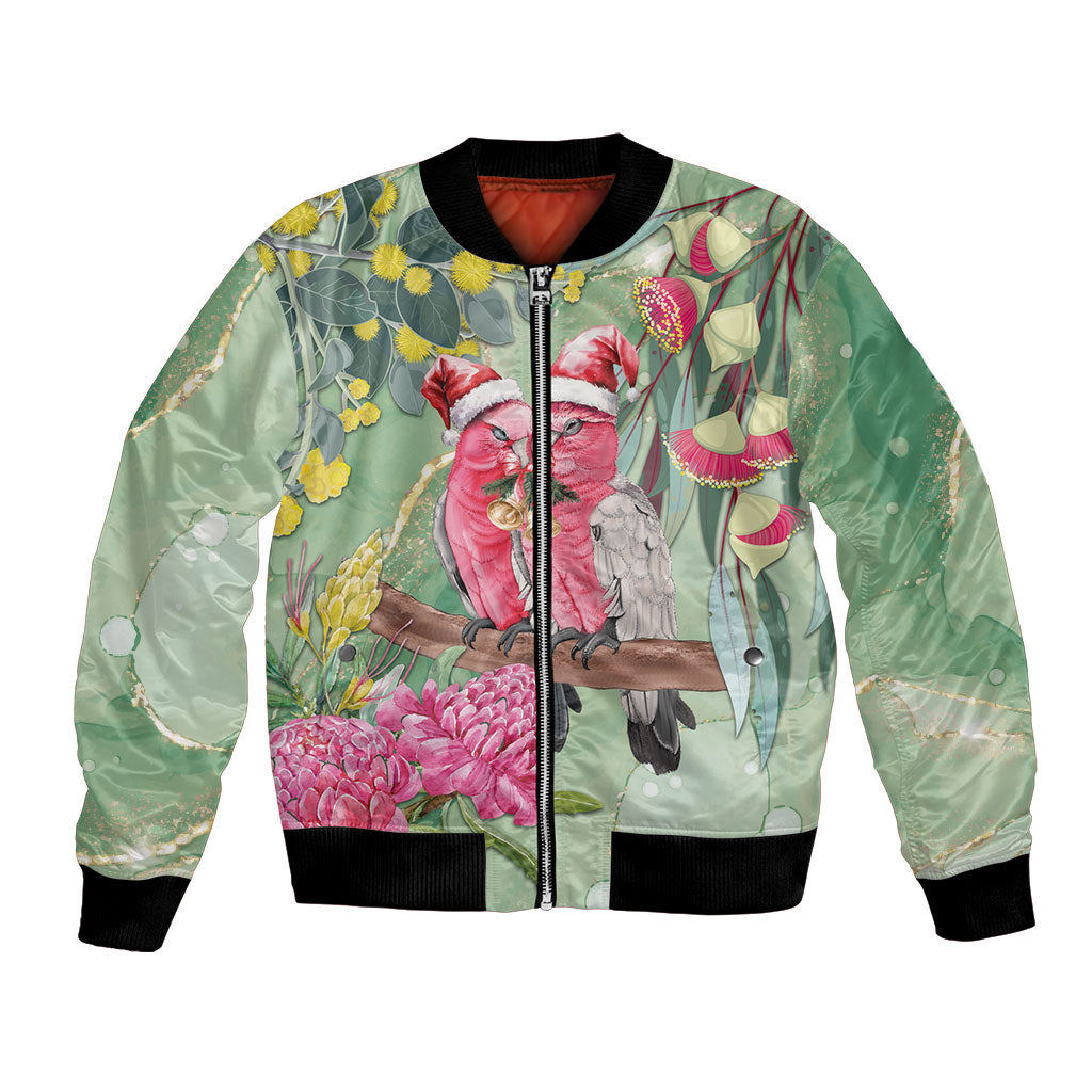 Australia Galah Birds Couple Christmas Bomber Jacket Mint Glaze