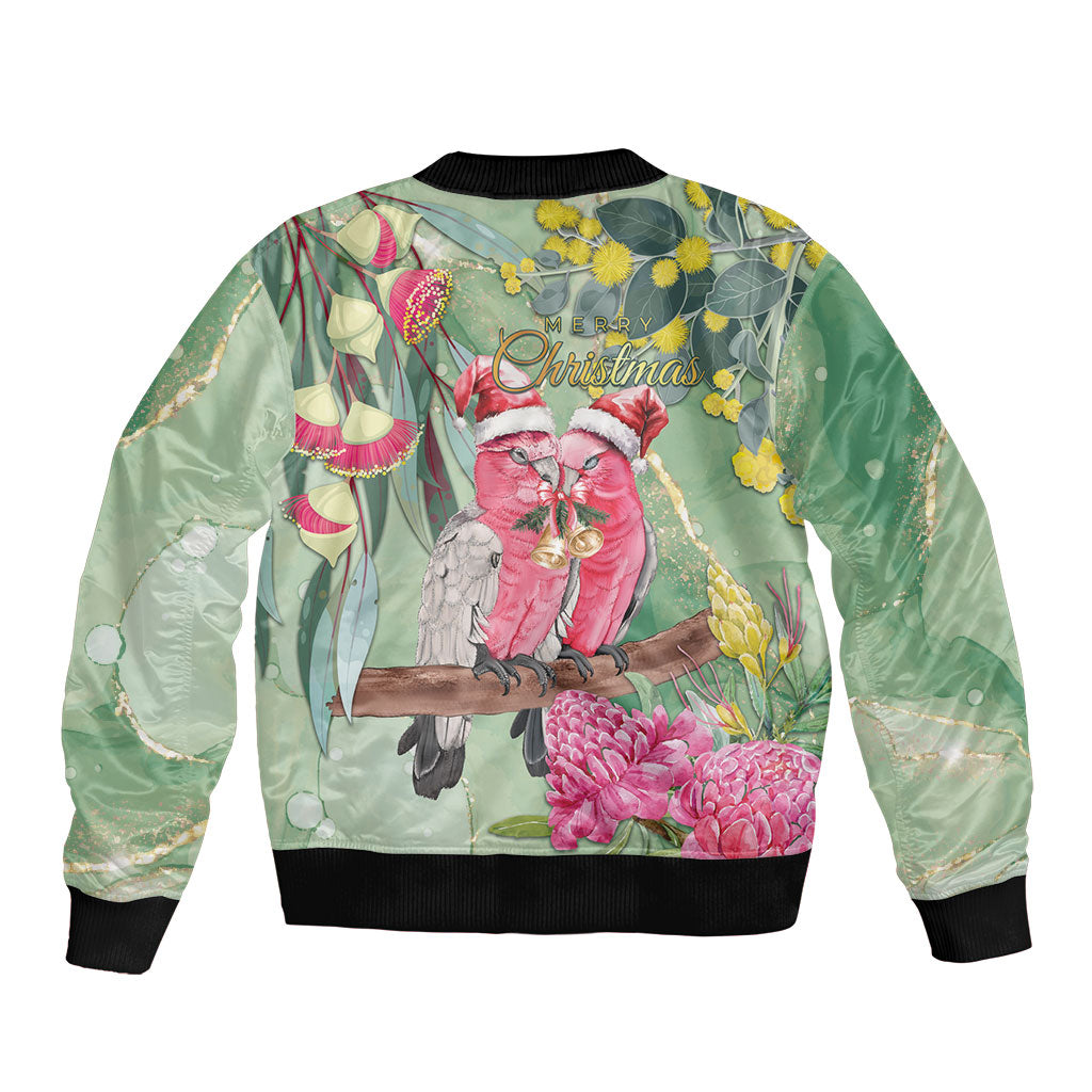 Australia Galah Birds Couple Christmas Bomber Jacket Mint Glaze