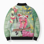 Australia Galah Birds Couple Christmas Bomber Puffer Jacket Mint Glaze
