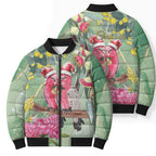 Australia Galah Birds Couple Christmas Bomber Puffer Jacket Mint Glaze