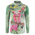 Australia Galah Birds Couple Christmas Button Sweatshirt Mint Glaze