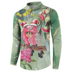 Australia Galah Birds Couple Christmas Button Sweatshirt Mint Glaze