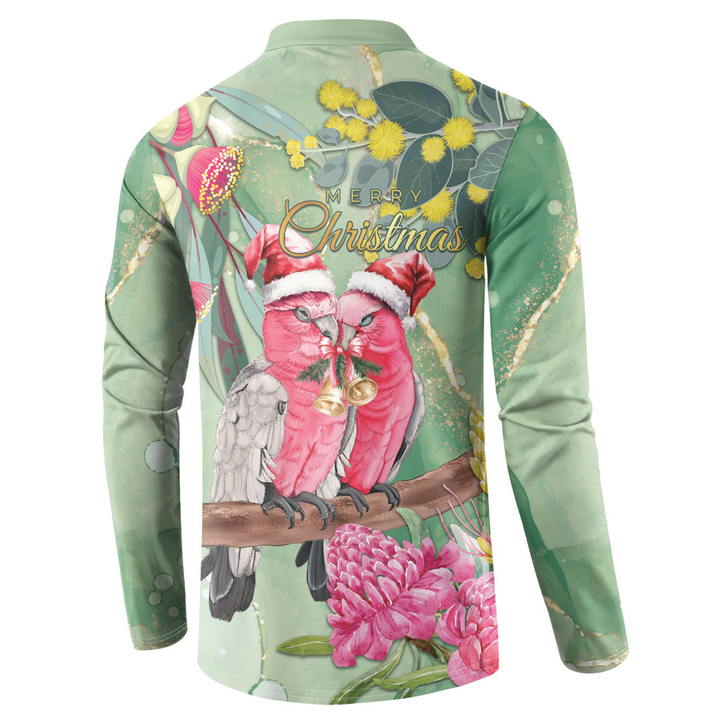 Australia Galah Birds Couple Christmas Button Sweatshirt Mint Glaze