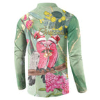 Australia Galah Birds Couple Christmas Button Sweatshirt Mint Glaze