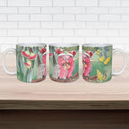 Australia Galah Birds Couple Christmas Ceramic Mug Mint Glaze