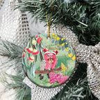Australia Galah Birds Couple Christmas Ceramic Ornament Mint Glaze