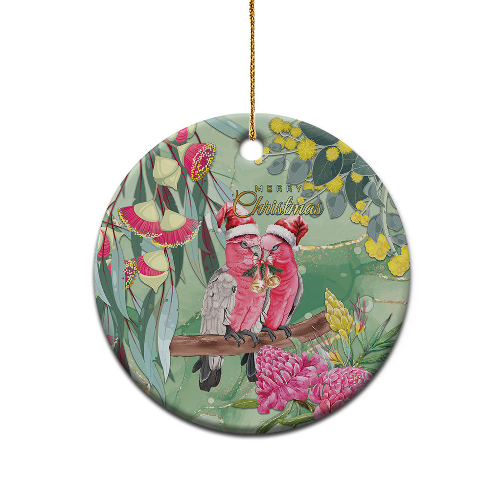 Australia Galah Birds Couple Christmas Ceramic Ornament Mint Glaze
