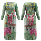 Australia Galah Birds Couple Christmas Couples Matching Long Sleeve Bodycon Dress and Hawaiian Shirt Mint Glaze