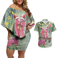Australia Galah Birds Couple Christmas Couples Matching Off Shoulder Short Dress and Hawaiian Shirt Mint Glaze