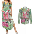 Australia Galah Birds Couple Christmas Couples Matching Summer Maxi Dress and Long Sleeve Button Shirt Mint Glaze