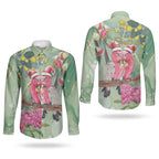 Australia Galah Birds Couple Christmas Couples Matching Summer Maxi Dress and Long Sleeve Button Shirt Mint Glaze