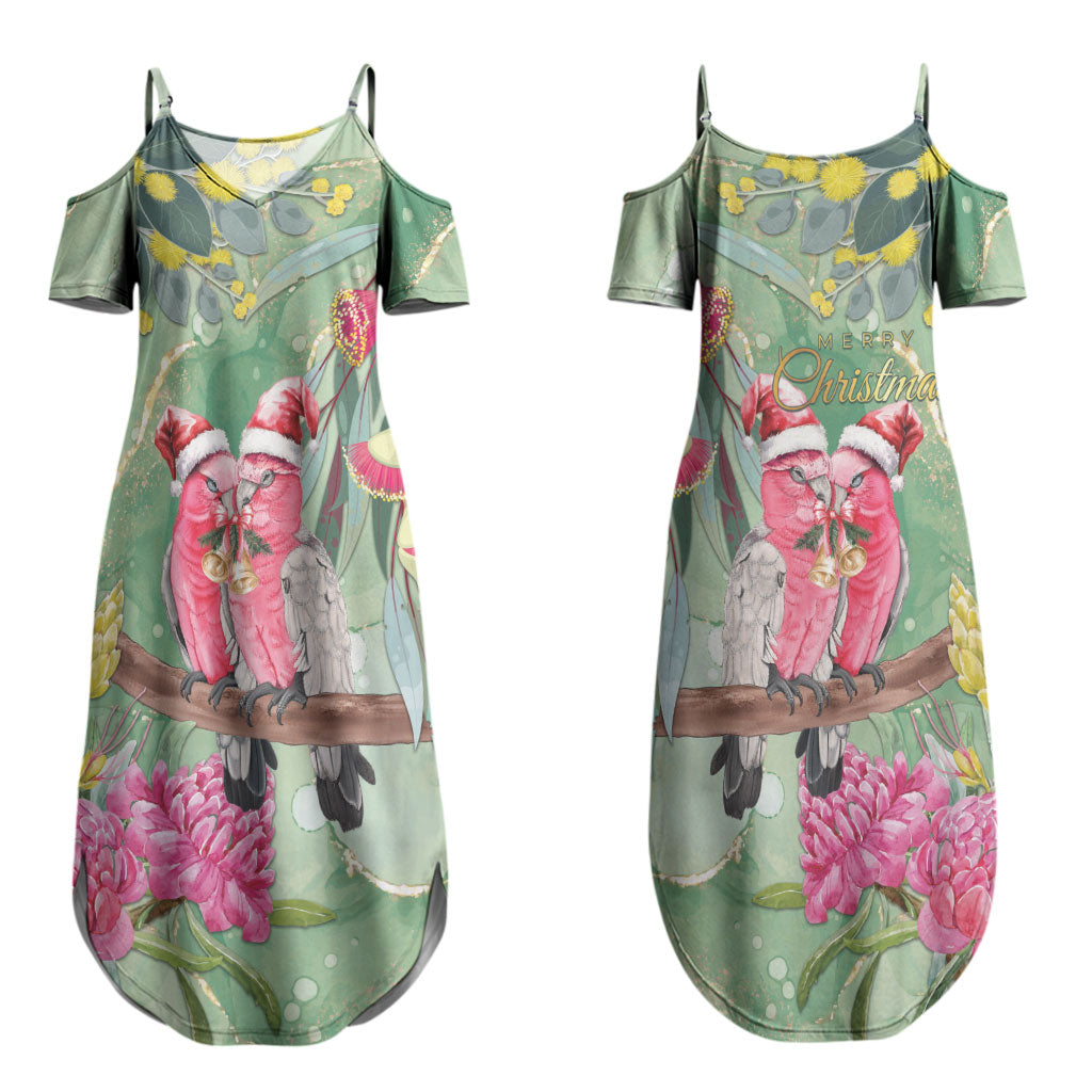 Australia Galah Birds Couple Christmas Couples Matching Summer Maxi Dress and Long Sleeve Button Shirt Mint Glaze