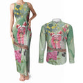 Australia Galah Birds Couple Christmas Couples Matching Tank Maxi Dress and Long Sleeve Button Shirt Mint Glaze
