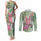 Australia Galah Birds Couple Christmas Couples Matching Tank Maxi Dress and Long Sleeve Button Shirt Mint Glaze
