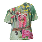Australia Galah Birds Couple Christmas Cross Shoulder Shirt Mint Glaze