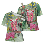 Australia Galah Birds Couple Christmas Cross Shoulder Shirt Mint Glaze