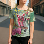 Australia Galah Birds Couple Christmas Cross Shoulder Shirt Mint Glaze