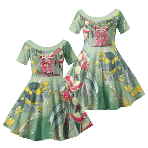 Australia Galah Birds Couple Christmas Family Matching Mermaid Dress and Hawaiian Shirt Mint Glaze