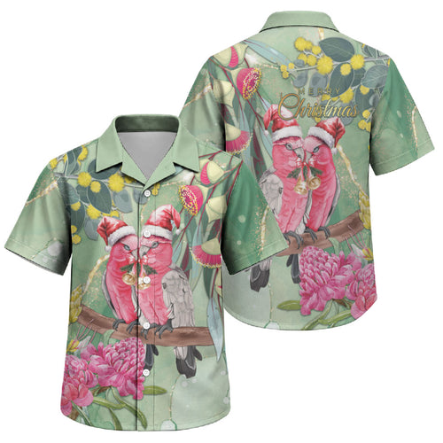 Australia Galah Birds Couple Christmas Family Matching Mermaid Dress and Hawaiian Shirt Mint Glaze