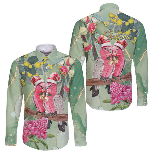 Australia Galah Birds Couple Christmas Family Matching Puletasi and Hawaiian Shirt Mint Glaze