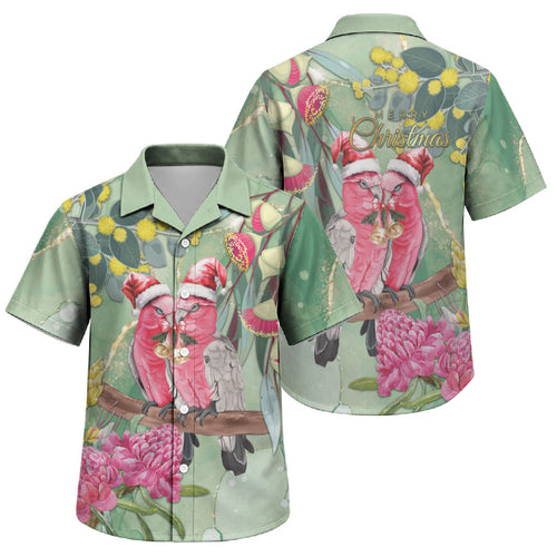 Australia Galah Birds Couple Christmas Family Matching Puletasi and Hawaiian Shirt Mint Glaze