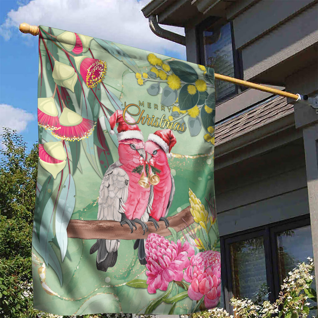 Australia Galah Birds Couple Christmas Garden Flag Mint Glaze