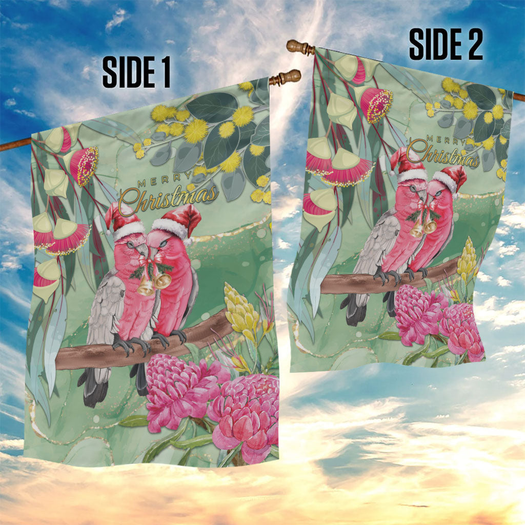 Australia Galah Birds Couple Christmas Garden Flag Mint Glaze
