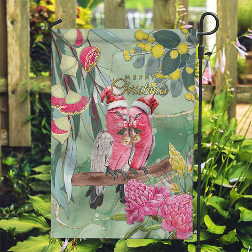 Australia Galah Birds Couple Christmas Garden Flag Mint Glaze