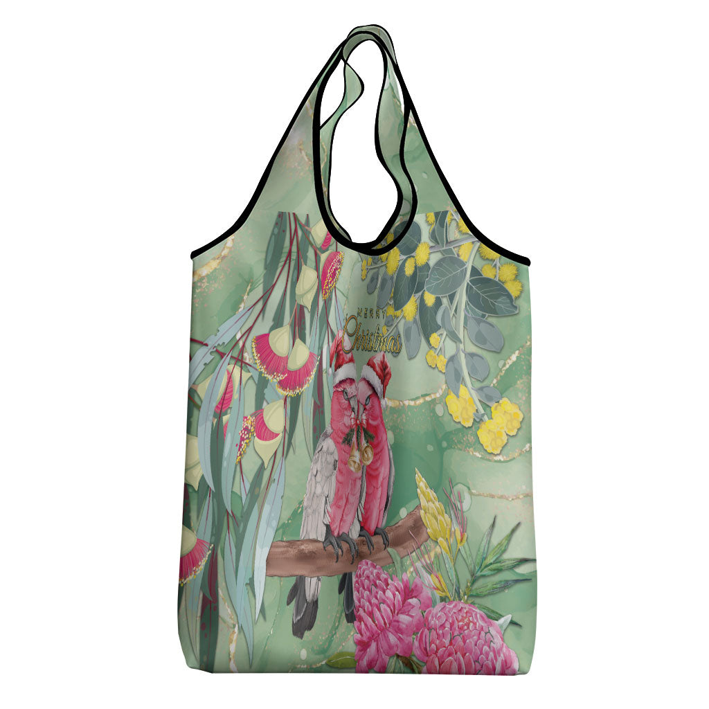Australia Galah Birds Couple Christmas Grocery Bag Mint Glaze