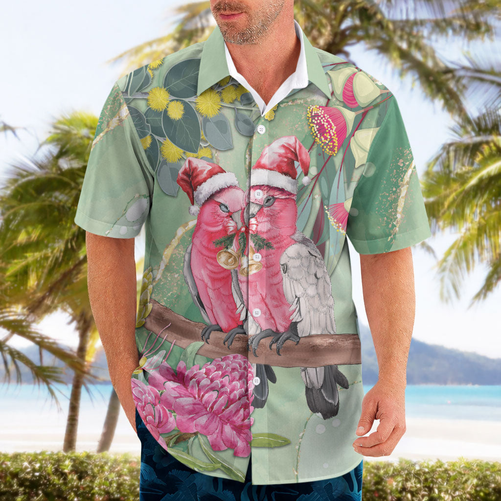 Australia Galah Birds Couple Christmas Hawaiian Shirt Mint Glaze