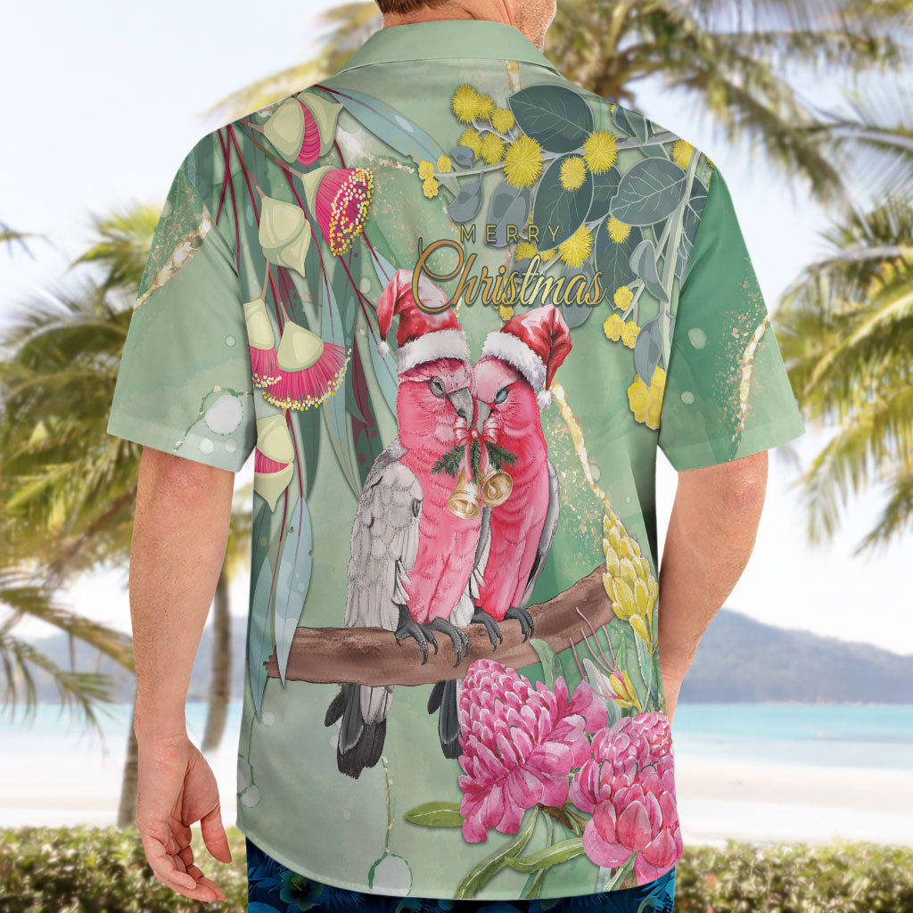 Australia Galah Birds Couple Christmas Hawaiian Shirt Mint Glaze