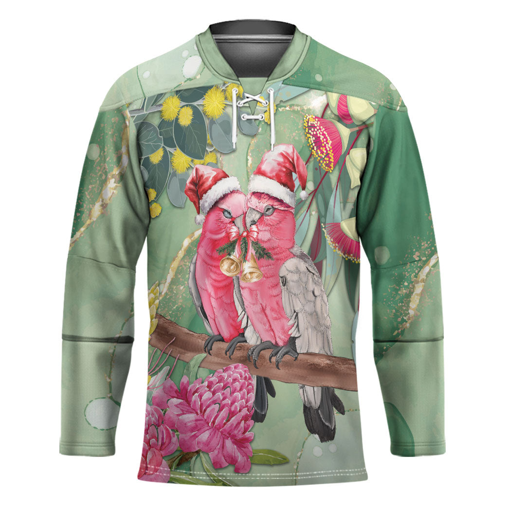 Australia Galah Birds Couple Christmas Hockey Jersey Mint Glaze