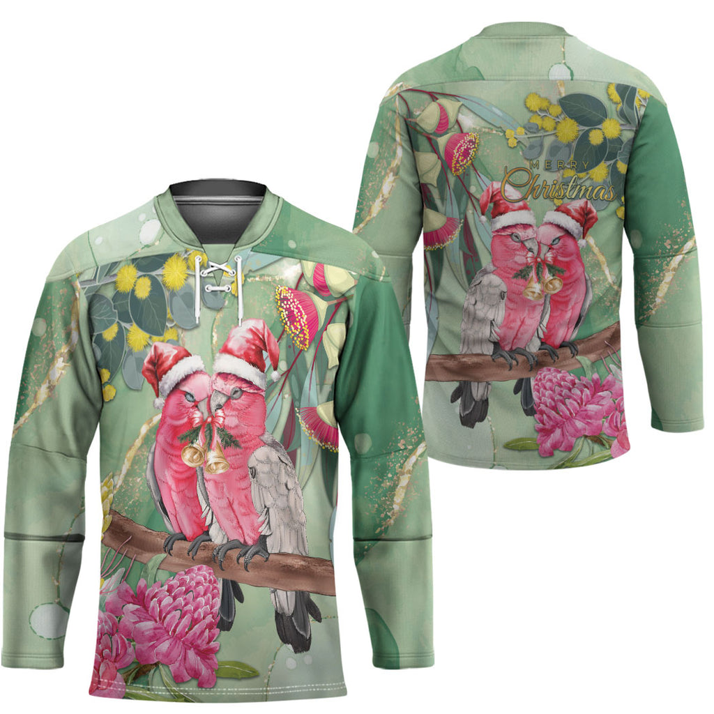 Australia Galah Birds Couple Christmas Hockey Jersey Mint Glaze