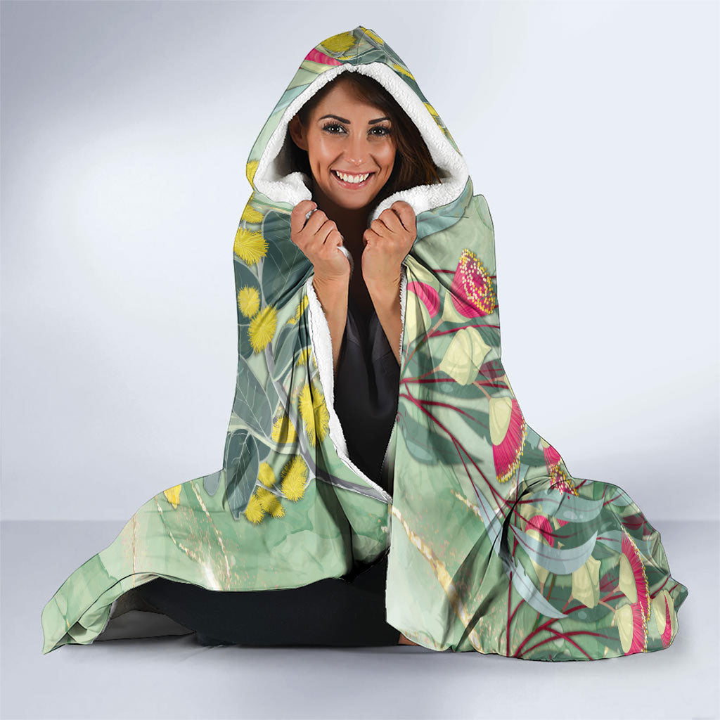 Australia Galah Birds Couple Christmas Hooded Blanket Mint Glaze