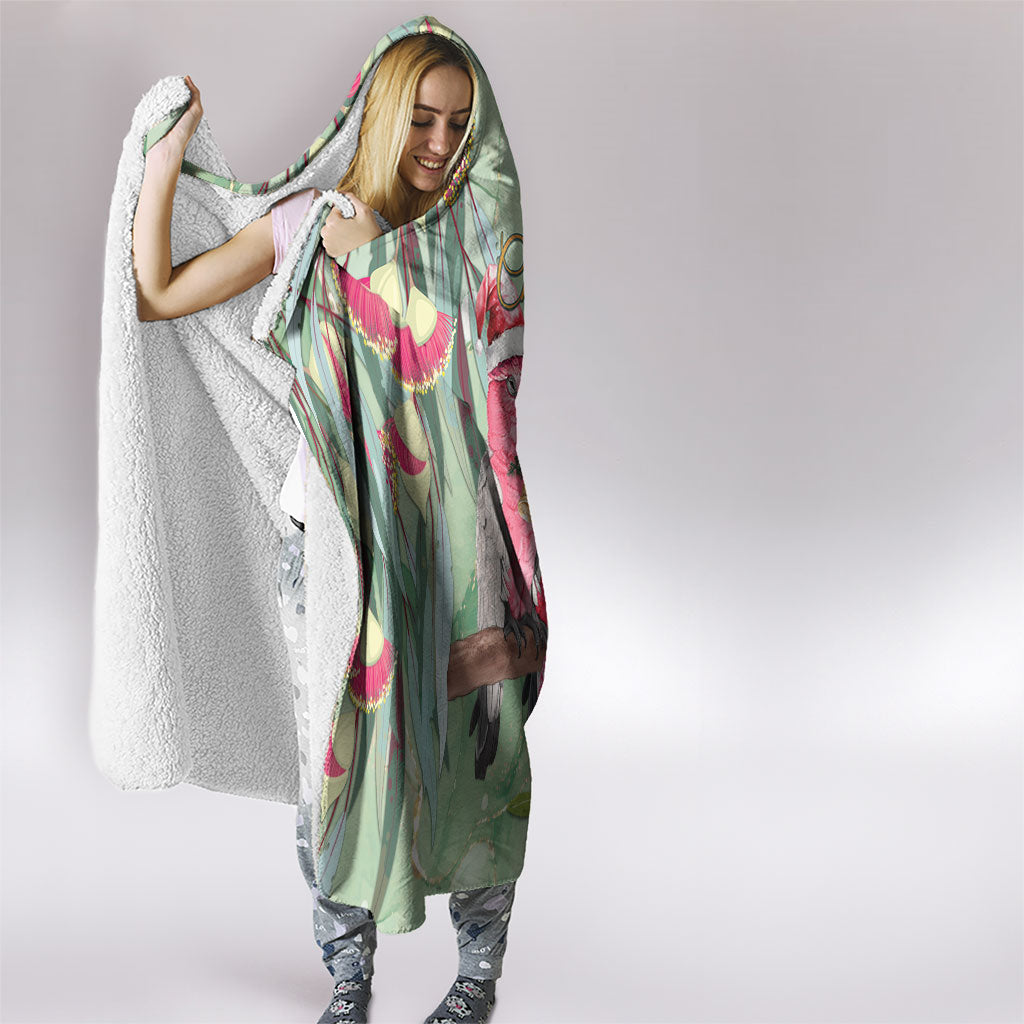 Australia Galah Birds Couple Christmas Hooded Blanket Mint Glaze