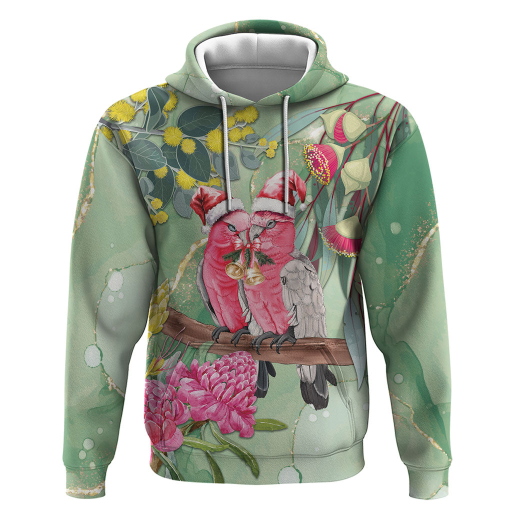 Australia Galah Birds Couple Christmas Hoodie Mint Glaze