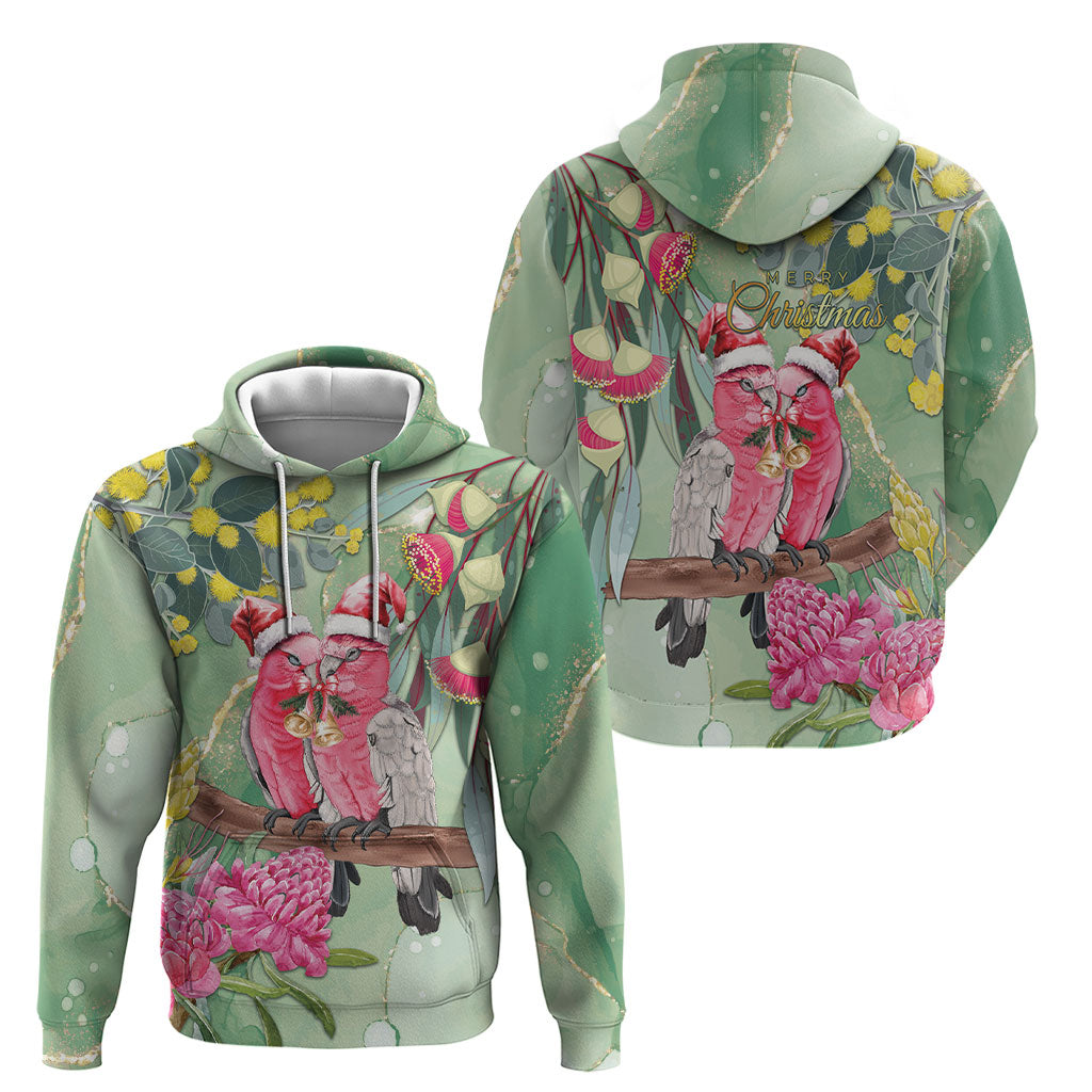 Australia Galah Birds Couple Christmas Hoodie Mint Glaze