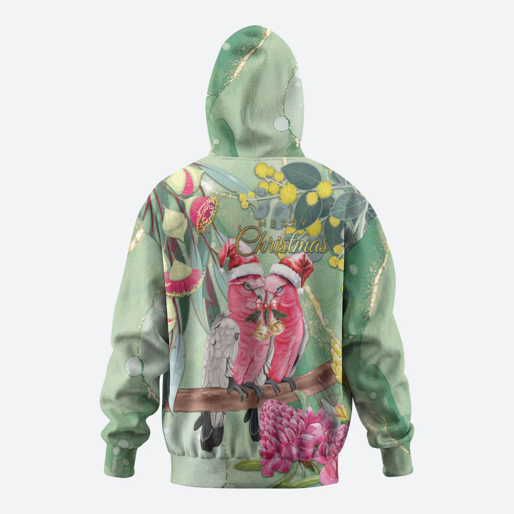 Australia Galah Birds Couple Christmas Hoodie Mint Glaze