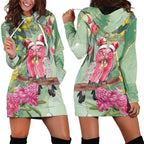 Australia Galah Birds Couple Christmas Hoodie Dress Mint Glaze