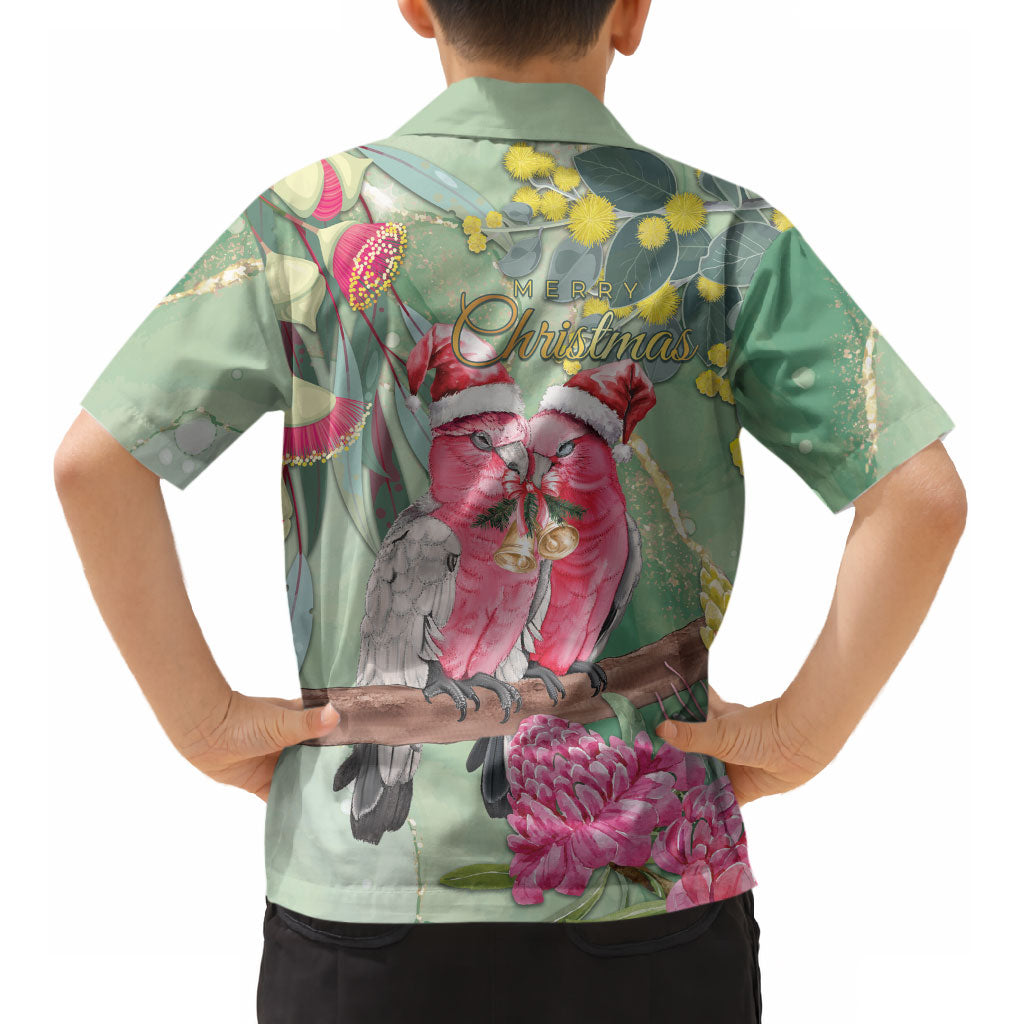 Australia Galah Birds Couple Christmas Kid Hawaiian Shirt Mint Glaze
