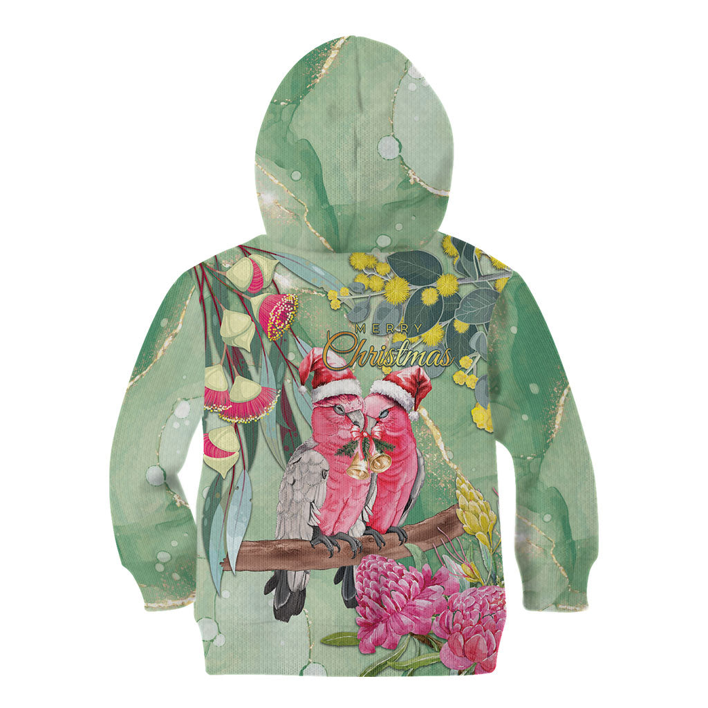 Australia Galah Birds Couple Christmas Kid Hoodie Mint Glaze