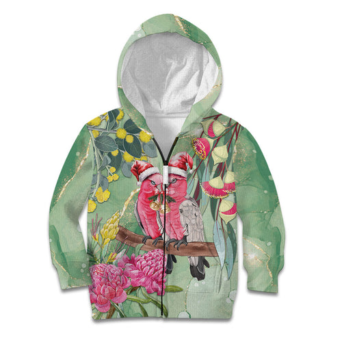 Australia Galah Birds Couple Christmas Kid Hoodie Mint Glaze