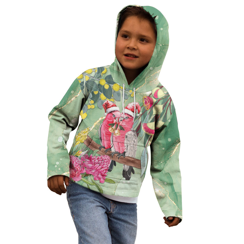 Australia Galah Birds Couple Christmas Kid Hoodie Mint Glaze